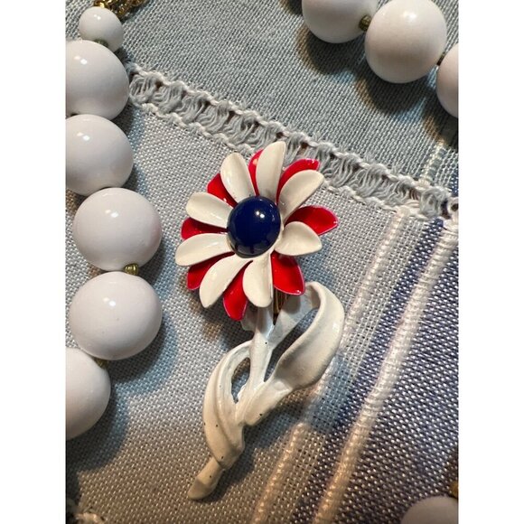 Vintage Red White Blue Enamel Pin Brooch Patriotic Jewelry 2.5” Holiday - Picture 6 of 6